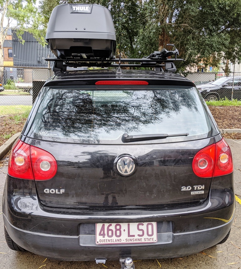VW Golf with Thule Force Sport and 598 Proride