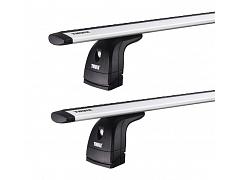 Thule WingBar Evo Silver  Front/Rear 2 Bar Roof Rack For Volkswagen Transporter  T5 5 Door Van with Fixed Points SWB 2004 to 2015