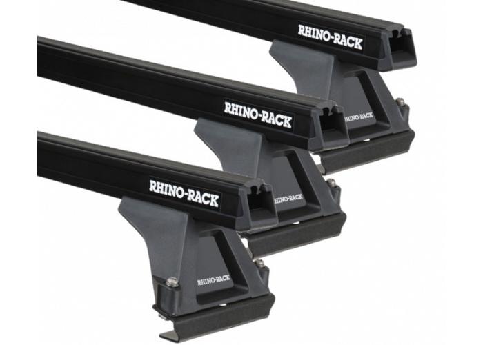 Rhino-Rack JA0829  Heavy Duty Bars Black RLTF 3 Bar System Roof Rack For Volkswagen Multivan  5 Door T6 Van with Fixed Points 2016 to 2022