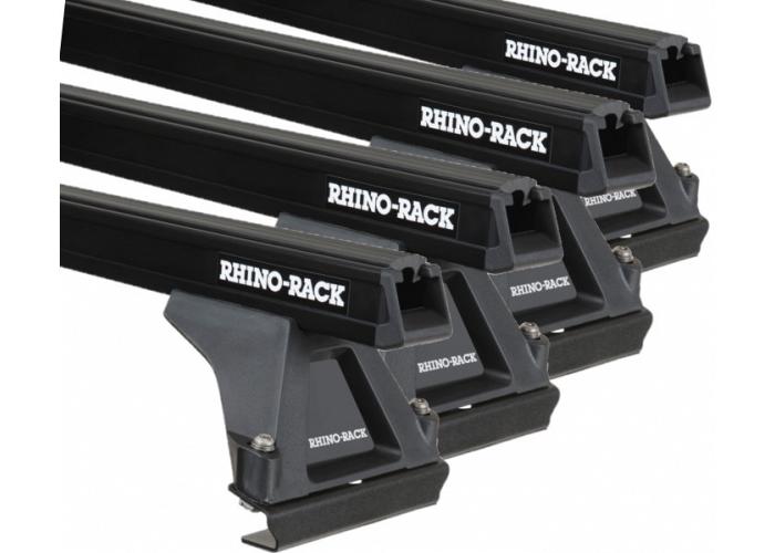 Rhino-Rack JA0844  Heavy Duty Bars Black RLTF 4 Bar System Roof Rack For Volkswagen Transporter  T6 5 Door Van with Fixed Points LWB 2016 to 2020