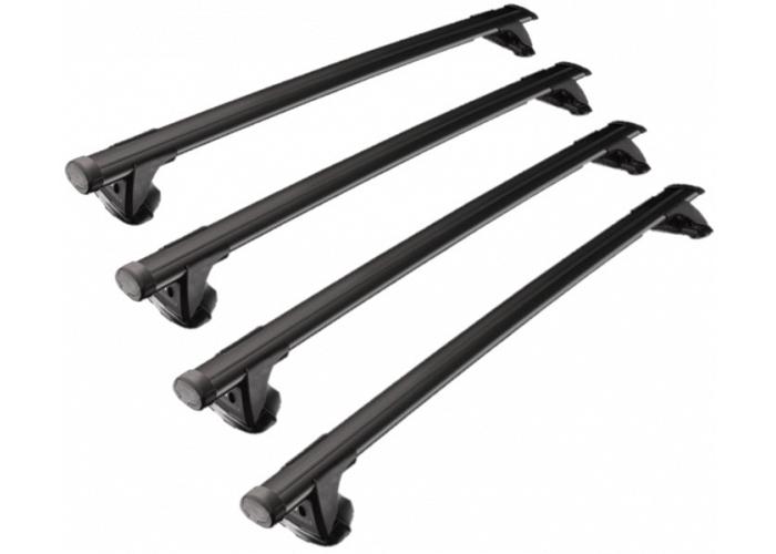 Yakima Through Bars Black  4 Bar System Roof Rack For Mercedes Benz Sprinter Van  Van   MWB Low Roof with Fixed Points 2006 Onward